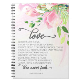 Caderno Espiral 1 Corinthians 13:4-8 O amor é a Magnolia Rosa Paci