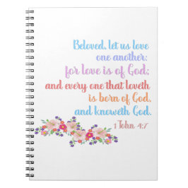 Caderno Espiral 1 João 4:7 Versículo da Bíblia Texto Arco-íris