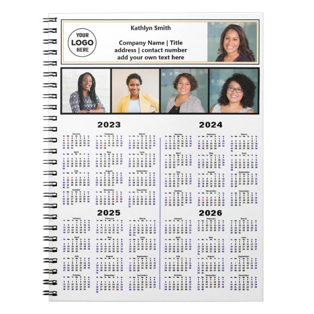 Caderno Espiral 2023 2024 2025 2026 Calendário Moderno Foto Comerc (Frente)