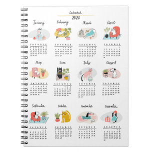 Caderno Espiral 2023 Calendário dos Gatos e Cães