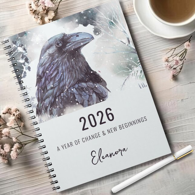 Caderno Espiral 2026 Year of Change Raven Symbolism (2026 Year of Change and New Beginnings Raven Symbolism Small Notebook)