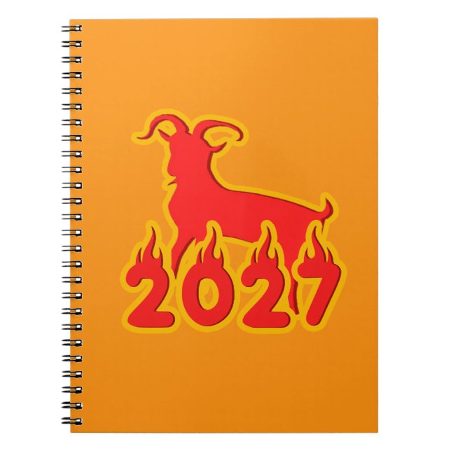 Caderno Espiral 2027 Ano do Bode de Fogo (Frente)