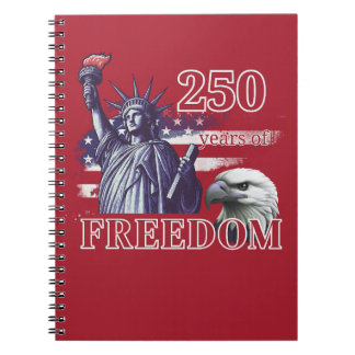 Caderno Espiral 250º Aniversário Bandeira EUA Águia Liberdade