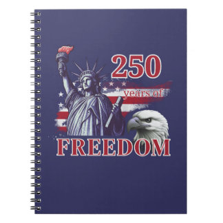 Caderno Espiral 250º Aniversário Bandeira EUA Liberdade Águia Libe