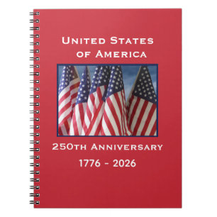Caderno Espiral 250º Aniversário do Patriotic American Flags