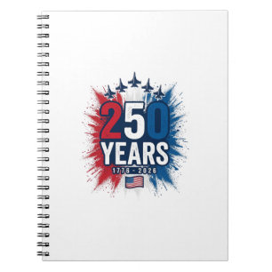 Caderno Espiral 250 Anos Projeto de Vetor de Aniversário Patriótic