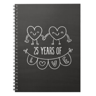 Caderno Espiral 25 Anniversário Gift Chalk Hearts