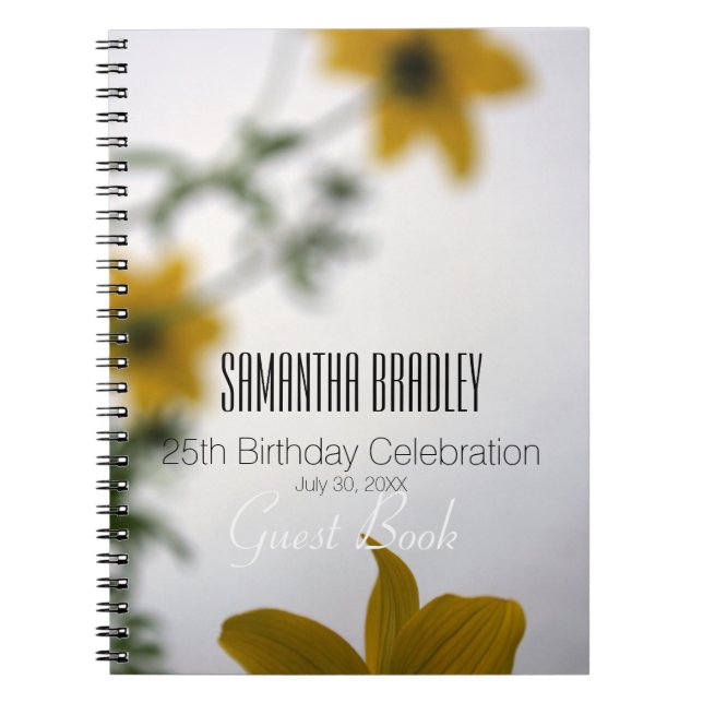 Caderno Espiral 25 Birthday Celebration Floral Guest Book (Frente)