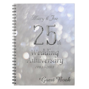 Caderno Espiral 25o Cinza de prata do livro de hóspedes do