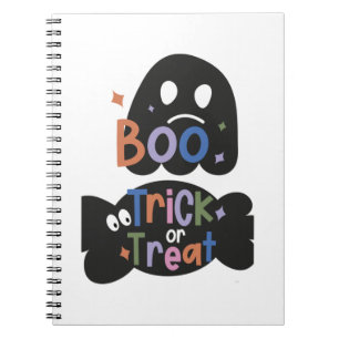 Caderno Espiral 2 Em 1 Adesivos de Halloween Boo e Doce ou Travess