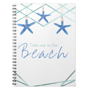 Caderno Espiral 3 Estrelas-do-Mar & Linhas Modernas Praia Elegante