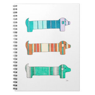 Caderno Espiral 3 Notebook do Dachshund Color Study Nº 1