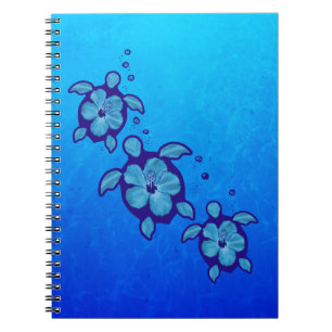 Caderno Espiral 3 tartarugas azuis de Honu