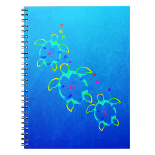 Caderno Espiral 3 tartarugas havaianas tingidas laço de Honu