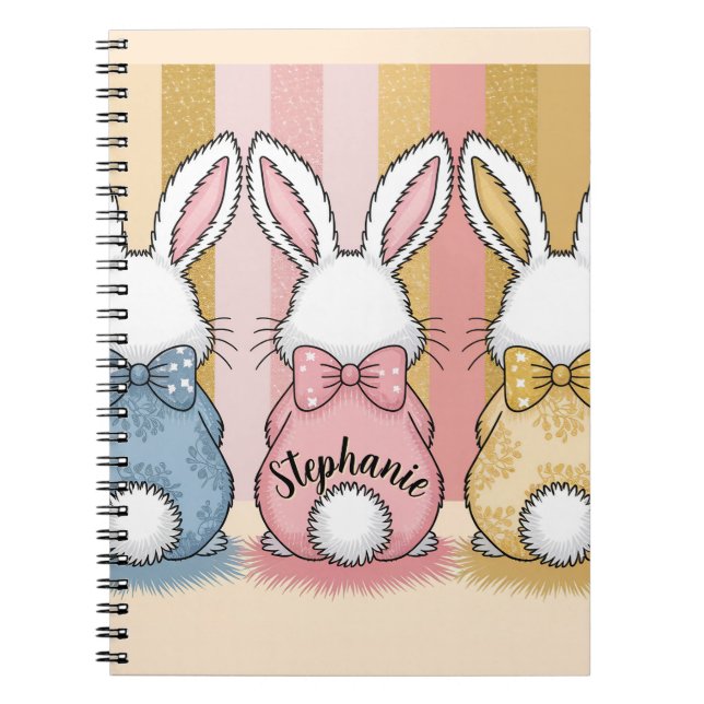 Caderno Espiral 3 Trio de Coelhos, Nome Personalizado (Frente)