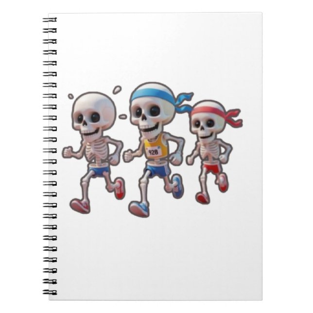 Caderno Espiral “3D Cartoon Skeleton Race • Funny Running Skeleton (Frente)