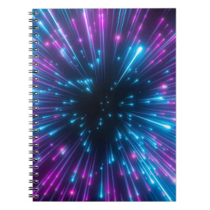 Caderno Espiral 3d, fogos de artifício roxos, big bang, galaxy, ab