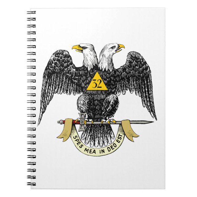 Caderno Espiral 3ò Preto escocês Eagle do rito do grau (Frente)