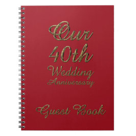 Caderno Espiral 40º Aniversário de Casamento Livro de Convidados D