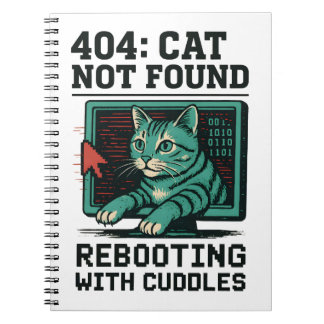 Caderno Espiral 404 Error Cat Not Found Rebooting Cuddles Tech Cat