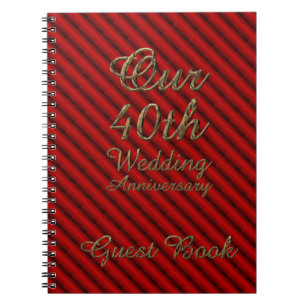 Caderno Espiral 40th Rubi do ouro do livro de hóspedes do