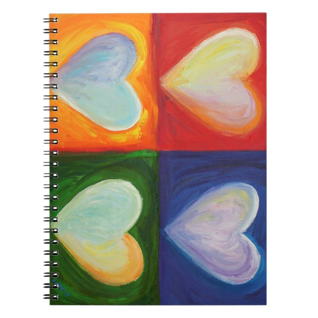 Caderno Espiral 4 Corações Adoram Diário de Notebook Art (Frente)