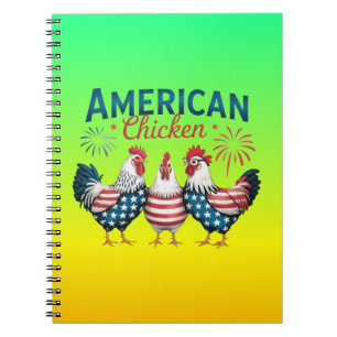 Caderno Espiral 4 de julho Galinha Americana Patriótica-62987 T-Sh