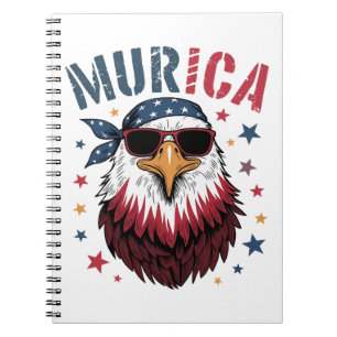 Caderno Espiral 4 de Julho Patriótico Engraçado Águia EUA
