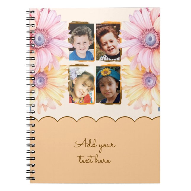 Caderno Espiral 4 photo flowers text orange brown (Frente)