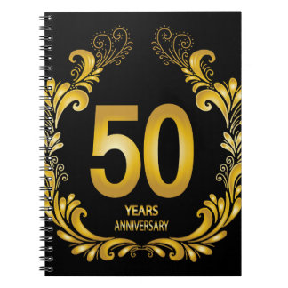 Caderno Espiral 50 anos de aniversário Dourado da Glitter