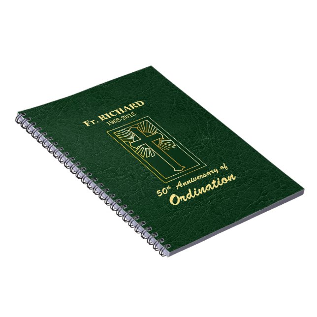 Caderno Espiral 50 anos personalizáveis do Verde de Ordenação (Lado Direito)