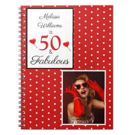 Caderno Espiral 50 e Nome Fabuloso Foto Vermelho 50. Aniversário W