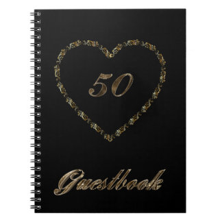 Caderno Espiral 50th Ouro do preto do livro de hóspedes do