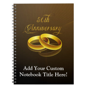 Caderno Espiral 50th Roteiro Dourado do aniversário  