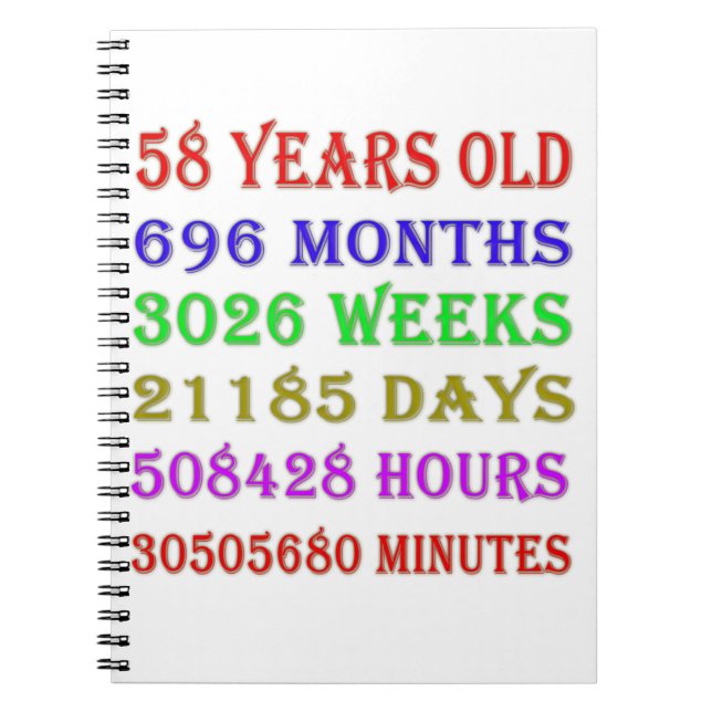 Caderno Espiral 58.º Aniversário — Marcos (Frente)