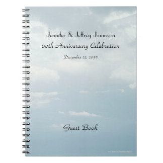 Caderno Espiral 60th Livro de hóspedes, céu & nuvens da festa de