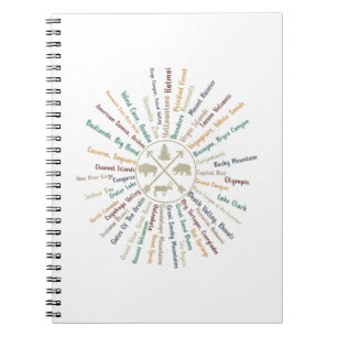 Caderno Espiral 63 National Parks Map Oferece ao US Park Vintage C