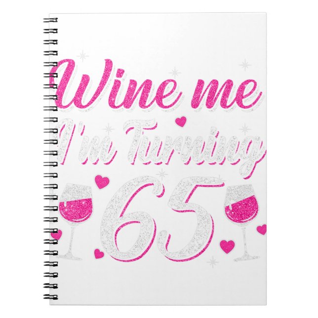 Caderno Espiral 65 anos Vinhos com Decorações da Festa de aniversá (Frente)