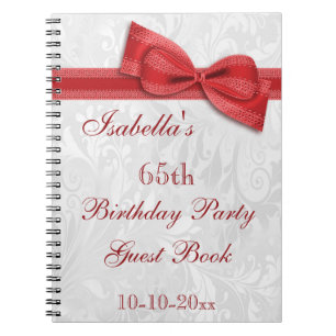 Caderno Espiral 65th Damasco e arco da festa de aniversário