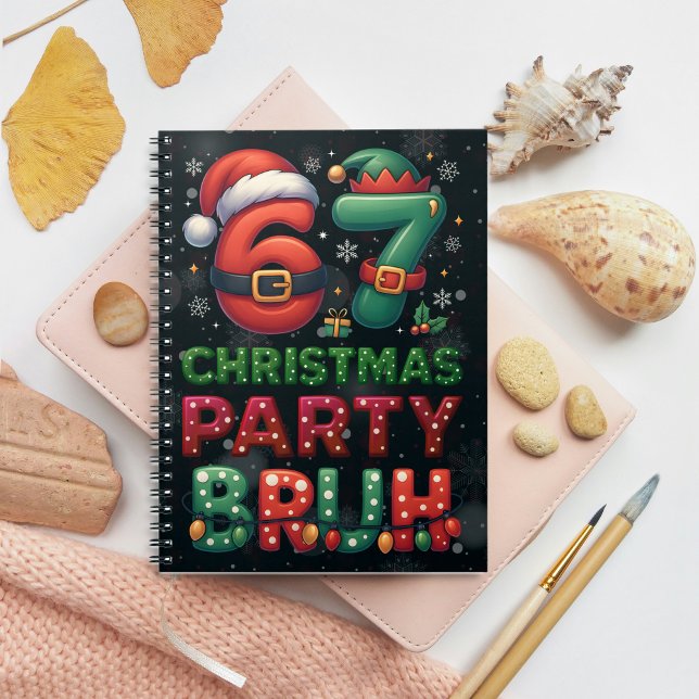 Caderno Espiral 67 Meme Seis Sete Bruh Divertido Natal 6 7 (Criador carregado)
