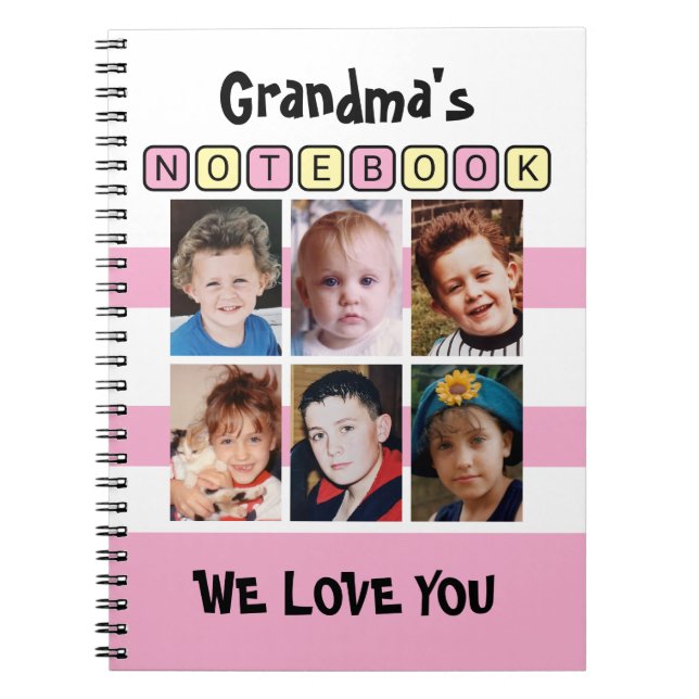 Caderno Espiral 6 photo love you pink grandma's (Frente)