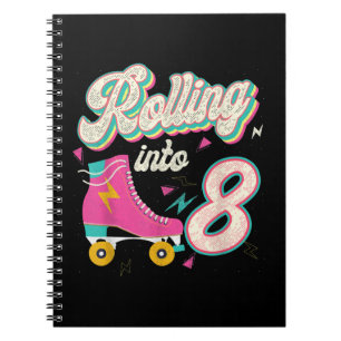 Caderno Espiral 8º Aniversário Cilindro Skates Enrolando Em 8 Anos