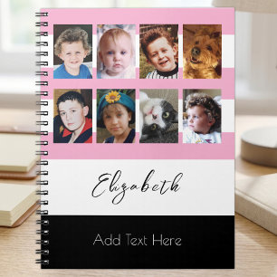 Caderno Espiral 8 fotos nome personalizado rosa