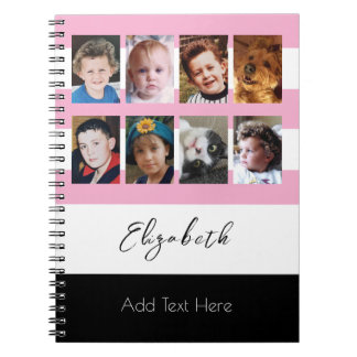 Caderno Espiral 8 photo custom name pink
