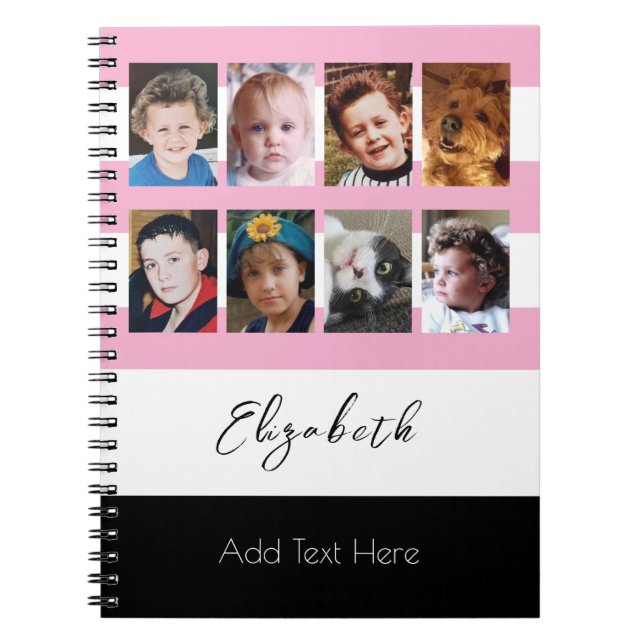 Caderno Espiral 8 photo custom name pink (Frente)