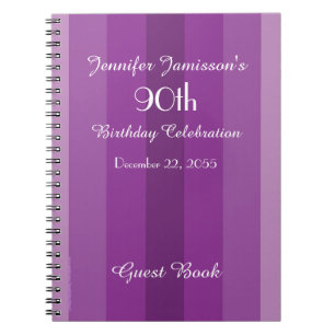 Caderno Espiral 90 Festa de aniversário Livro de Convidado Roxo