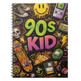 Caderno Espiral 90s Kids Retro Pizza Smiley Face Flower Design