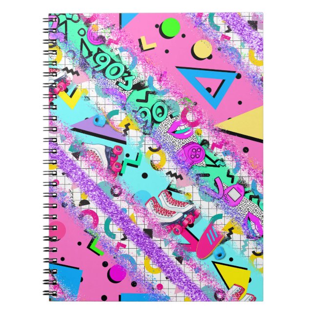 Caderno Espiral 90s vibrações (Frente)
