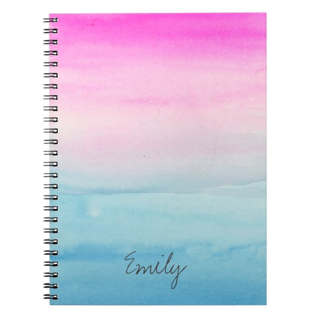 Caderno Espiral A aguarela azul cor-de-rosa | de Ombre adiciona (Frente)