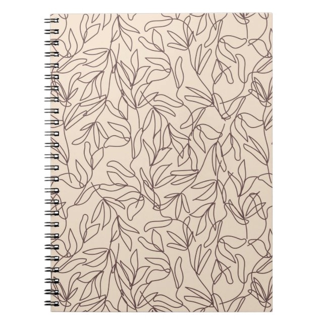 Caderno Espiral A arte moderna de linha de abstrato boho deixa o p (Frente)